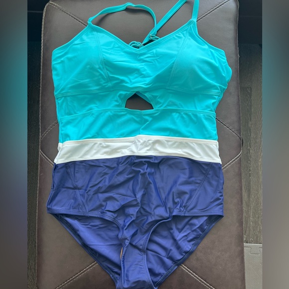 NWT Biki Blue Plus Size One Piece Swimsuit - Picture 3 of 9